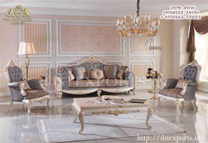 ชุดโซฟาดีไซน์โรโคโคสีขาวทองแบบราชวงศ์ ดีไซน์รัสเซีย ชุดเฟอร์นิเจอร์ห้องนั่งเล่นสุดหรู สไตล์ฝรั่งเศส ชุดโซฟาห้องรับแขก 5 ที่นั่ง - Product Image 2