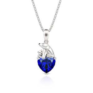 Collier en argent sterling Jeulia Snuggles en forme de cœur d'ours polaire pour mère et bébé - Product Image 1