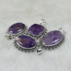 Pendentif en argent sterling 925 fait à la main pour femmes améthyste africaine naturelle Cabochon en vrac lunette pendentifs de mode breloques - Product Image 6