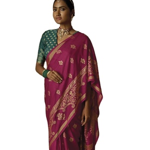 El último Sari de trabajo de hilo de seda suave de diseñador de Fab Zone - Product Image 1