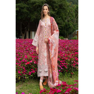 Salwar Kameez de Lujo Mushq Hemline Secerat Garden Peach Blossom en Algodón TC-1508 - Product Image 1