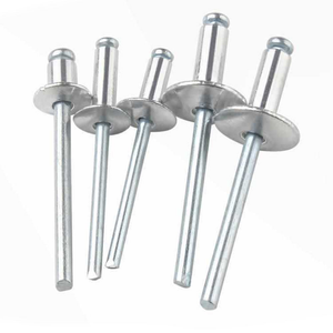 Rivet à tête plate ronde à grande bride en aluminium sur mesure, corps en aluminium, mandrin en acier - Product Image 1