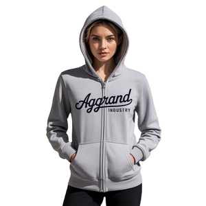 Diseño de serigrafía Sexy para mujer Zip up sudaderas chaquetas manga larga Casual prendas de vestir Sudadera con capucha con bolsillos para mujer sudaderas con capucha - Product Image 3
