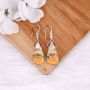 Pendientes de Plata de Ley con Incrustaciones de Jaspe Abejorro, Pendientes de Moda Estilo Bohemio, Fabricante Mayorista - Product Image 2