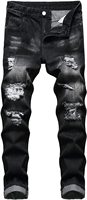 Jean slim droit vintage formel gothique respirant en denim déchiré extensible pour homme – Mode été, automne, hiver, confortable et élégant