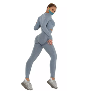 Stylish Slim Fit Plaid Pattern Sportswear Breathable Seamless Workout Fitness Yoga Shorts and <b>Tops</b> Outfit Sets New Arrival - Product Image 5