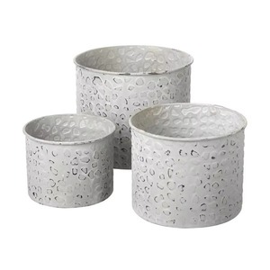 Maceta galvanizada de hierro hecha a mano india con recubrimiento de polvo blanco para el hogar, decoración de jardín al aire libre, macetas de flores de hierbas - Product Image 1