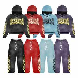 Conjunto Deportivo Personalizado con Estampado en Serigrafía, Mangas con Pedrería, Sudadera con Cremallera, Corte Regular, Dobladillo Elástico para Hombre - Product Image 1