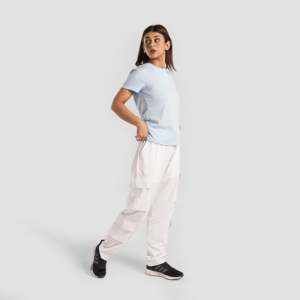 Women's White Cargo <b>Trousers</b> Breathable Casual Pants with <b>Elastic</b> <b>Waist</b> Mid <b>Waist</b> Wrinkled Technics Cargo Pant Style - Product Image 4