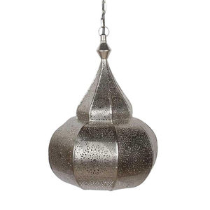 Lámpara de Techo Colgante Marroquí de Metal Creativa, Linterna Marroquí de Metal de Lujo con Acabado Plateado, Iluminación Decorativa Hecha a Mano para el Hogar - Product Image 1