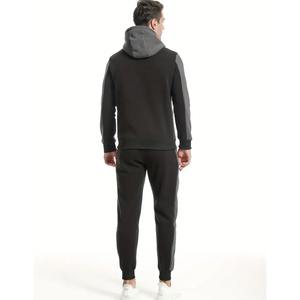 Survêtements de sport décontractés pour hommes avec logo personnalisé, 100% coton, veste légère, pantalon, fermeture éclair, capuche, coupe-vent - Product Image 4
