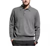 เสื้อโปโลแขนยาวสำหรับผู้ชายเสื้อโปโลแขนยาวผ้าคอตตอน100% เรียบ - Product Image 6