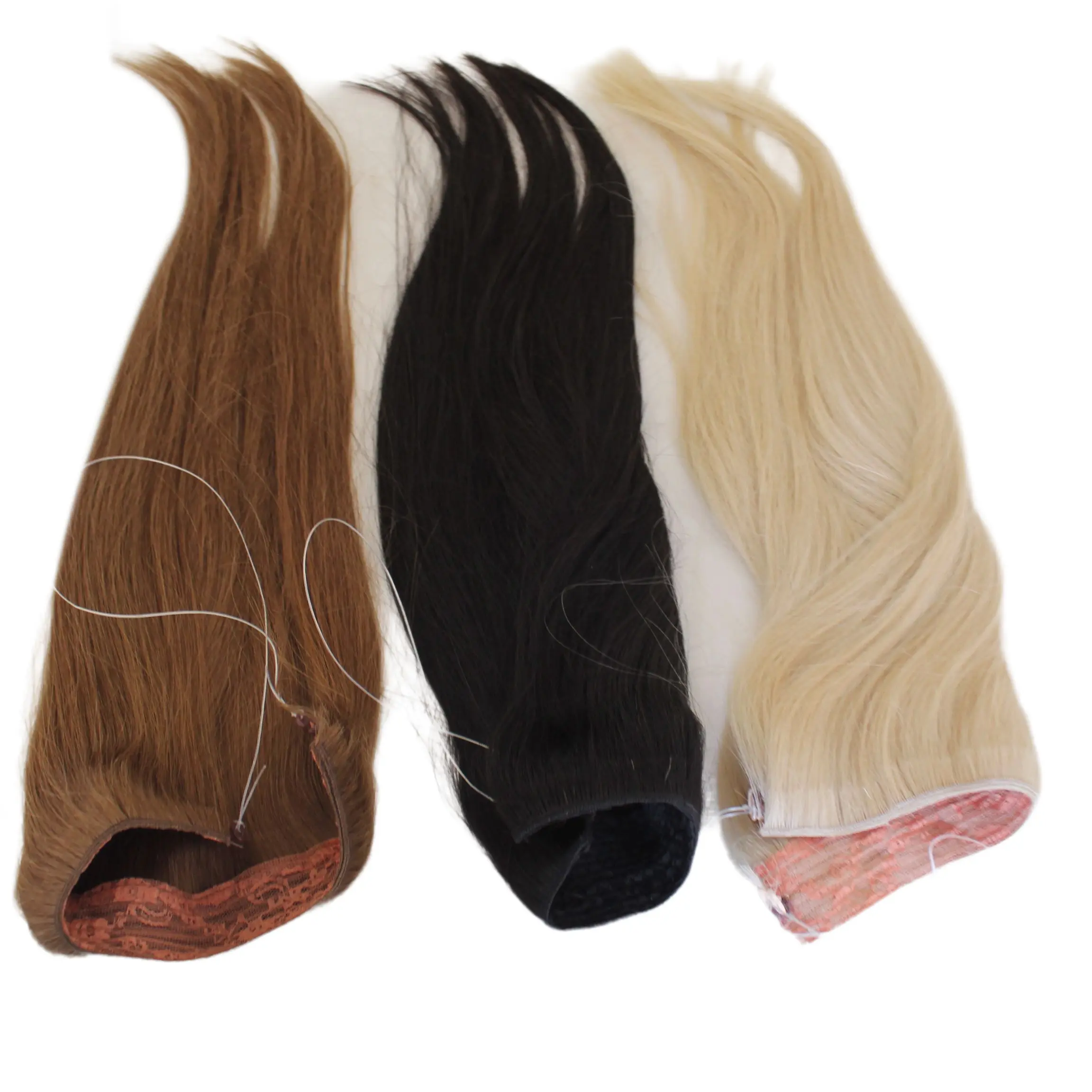 Ucuz halo saç ekleme 100% insan saçı doğal Remy bakire klip-in sapıkça düz stil 24 inç yumuşaklık avantajı