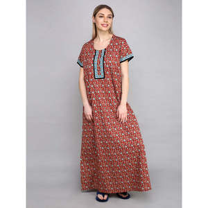 Robe de nuit décontractée en coton pour femme Evolve, longue chemise de nuit avec taille élastique en tissu doux pour les familles - Product Image 5