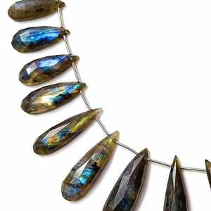 Meilleur superbe collier de perles de poire en labradorite naturelle avec fermoir en argent 925 pour femmes collier de perles de pierres précieuses d'Inde - Product Image 2