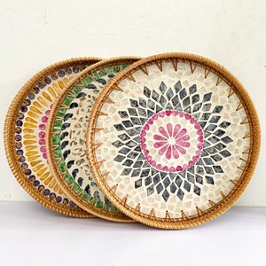 Wholesale King Craft Viet KMT Round Rattan Mother of Pearl Serving <b>Tray</b> <b>Table</b> Decor Home Kitchen Vietnamese Supplier - Product Image 6