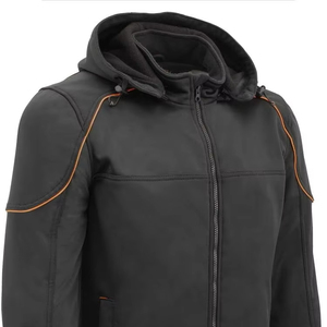 แจ็กเก็ตมีฮู้ดผู้ชาย, แจ็คเก็ตกันลมมีฮู้ดสีดำกันน้ำและกันลมพร้อมโลโก้ด้านหน้า - Product Image 1