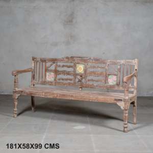 Solid Wood Rustic Traditional Modern Outdoor <b>Bench</b> for Patio Garden Park Dining School Home Furniture with Fabric <b>Seat</b> - Product Image 4