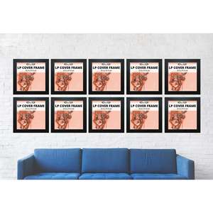 Juego Moderno de 10 Marcos para Pósteres de Portadas de Álbumes LP, Marcos Cuadrados de Aluminio, Vidrio y Madera de 31.5 x 31.5 cm - Product Image 3
