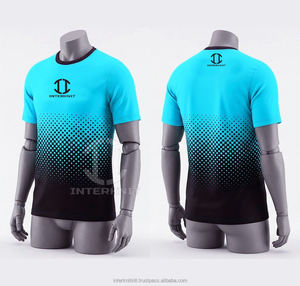 T-shirt de sport à manches courtes en coton/polyester léger de haute qualité, vert et noir, séchage rapide, sublimation, logo personnalisé, unisexe, pour homme - Product Image 3