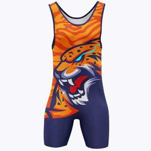 Combinaisons de lutte durables, extensibles et respirantes en polyester et élasthanne, personnalisables avec un design par sublimation, sans bretelles, fermeture à pression - Product Image 2