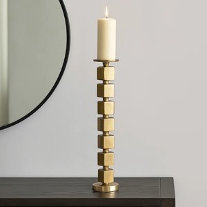 Portavelas de cubos apilados de Metal para el hogar, portavelas decorativo, centro de mesa, decoración contemporánea - Product Image 1