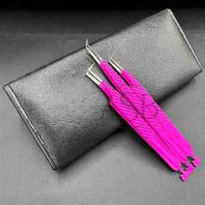 Pinzas de extensión de pestañas con logotipo personalizado y agarre de diamante de acero inoxidable japonés rosa fuerte con pinzas de pestañas de volumen de cara de muñeca - Product Image 3