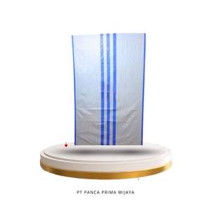 Bolsa de plástico Jumbo blanca Premium de alta calidad de 135x210cm, saco resistente con 3 líneas azules para embalaje Premium - Product Image 1