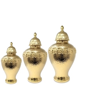 Elegante estampado de leopardo tarros de jengibre con tapa urna florero para sala de estar boda centro de mesa flor florero decorativo - Product Image 6