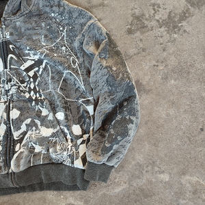 Kodo定制街装男士灰色水钻连帽衫毛坯华夫饼仿旧100棉连帽衫批量批发 - Product Image 2