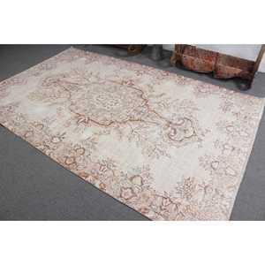 Alfombra Turca de 5.6x9.1 pies, Alfombra Grande Vintage, Alfombra de Lana con Puntos Blancos sobre Fondo Marrón - Product Image 4