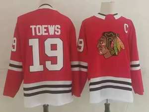 Camiseta de Hockey sobre Hielo Personalizada, Uniforme Profesional de Equipo, Rayas Rojas y Blancas, Bedard 98 Toews 19, Nombre y Número Personalizados, Top Deportivo - Product Image 4