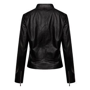 <b>Women</b> PU <b>Leather</b> Motorcycle <b>Jacket</b> Flight <b>Bomber</b>, Outwear Zipper Outfits, with Zipper Pockets - Product Image 5