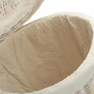 Double Tiers Round White Fabric Storage <b>Basket</b> Foldable with Metal and Plastic Frame for Outdoor Space or Bathroom Use - Product Image 6