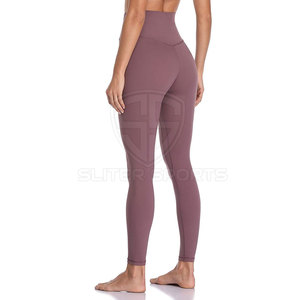 Femmes sans couture taille moyenne respirant Spandex/Polyester Gym Fitness Legging motif solide vêtements de sport taille élastique Yoga Leggings - Product Image 5