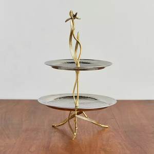 Présentoir à gâteaux décoratif personnalisé de forme ronde en métal doré fini pour anniversaire, événement, fête, présentoir, vente en gros en vrac - Product Image 3