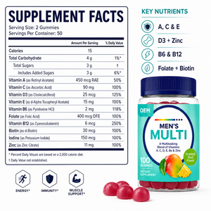 Gomitas Multivitamínicas Premium para Hombre, Nutrición Diaria, Energía, Inmunidad, Soporte Muscular, Marca Privada, OEM, ODM, Suplemento - Product Image 4