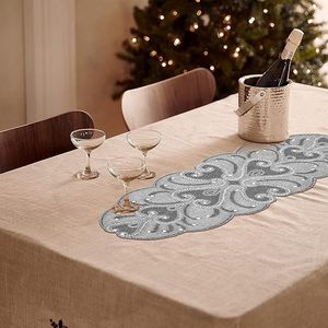 เสื่อคริสต์มาสถักแบบหรูหราสำหรับงานแต่งงานหรือใช้ในบ้านผ้าปูโต๊ะลายปักลูกปัดใบไม้ทำด้วยมือ - Product Image 2