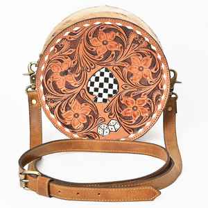 Sac de cantine en cuir de vache véritable, fait main, style western, design luxueux pour femmes, fermeture éclair, imperméable, 2-2,9 L - Product Image 1