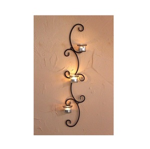 Decorative Handcrafted Iron Wall Candle <b>Sconce</b> Perfect For Reflective <b>Light</b> Ambiance In Living Spaces - Product Image 1