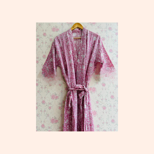 Robe longue en coton imprimée, kimono unisexe, cadeau pour elle, cadeau pour demoiselle d'honneur, cardigan en coton, peignoir en coton, cadeau pour elle - Product Image 5