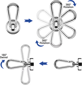 ตะขอแม่เหล็กนีโอไดเมียมแข็งแรง ทนทาน หลายขนาด พร้อมคาราไบเนอร์แบบหมุนได้ - Product Image 3
