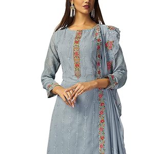 2025 nouvelle haute qualité mode chaude dernière conception 3 pièces robe de soirée costumes pour femmes léger soie Salwar Kameez tenue de soirée - Product Image 3