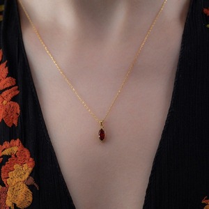 Colgante Solitario de Plata de Ley 925 con Granate, Estilo Bohemio Clásico, Chapado en Rodio/Oro, Hecho a Mano, para Mujer, Regalo de Joyería, Amor - Product Image 5