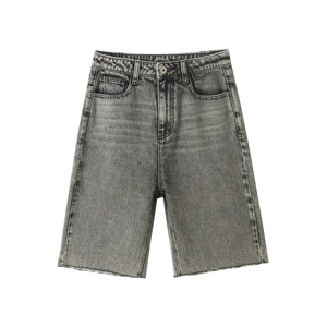 Pantalones cortos de mezclilla desgastados hasta la rodilla de verano para hombres - Product Image 1