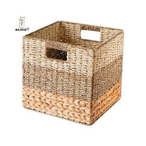 Kuyue nhiệm vụ nặng nề lục bình vuông Giỏ Lớn <span class=keywords><strong>wicker</strong></span> lưu trữ Cubes mây Cube lưu trữ Thùng Kệ tổ chức giá bán buôn - Product Image 1