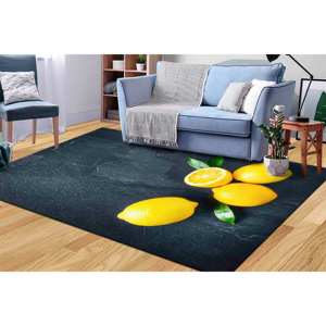 Tapis à motif citron, tapis tendance, tapis de cuisine, tapis modernes, tapis en chenille - Product Image 1