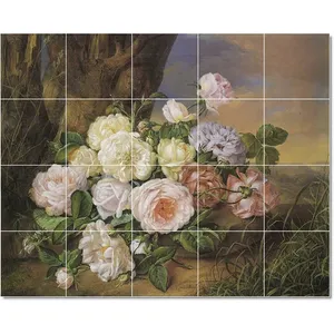 Franz Xaver Petter Flower Tile Mural PT22909 48X48 (16) 12x12 Peintures murales - Product Image 1