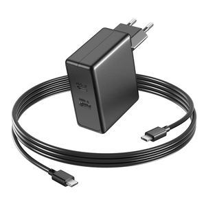 Adaptateur mural de charge rapide USB C PD 65W GaN double port USB A avec câble USB C pour MacBook Dell HP Lenovo iPhone Samsung - Product Image 1