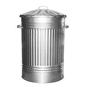 Poubelle en métal galvanisé de bonne qualité, seau à déchets de couleurs argentées avec couvercle de forme ronde au meilleur prix. - Product Image 2